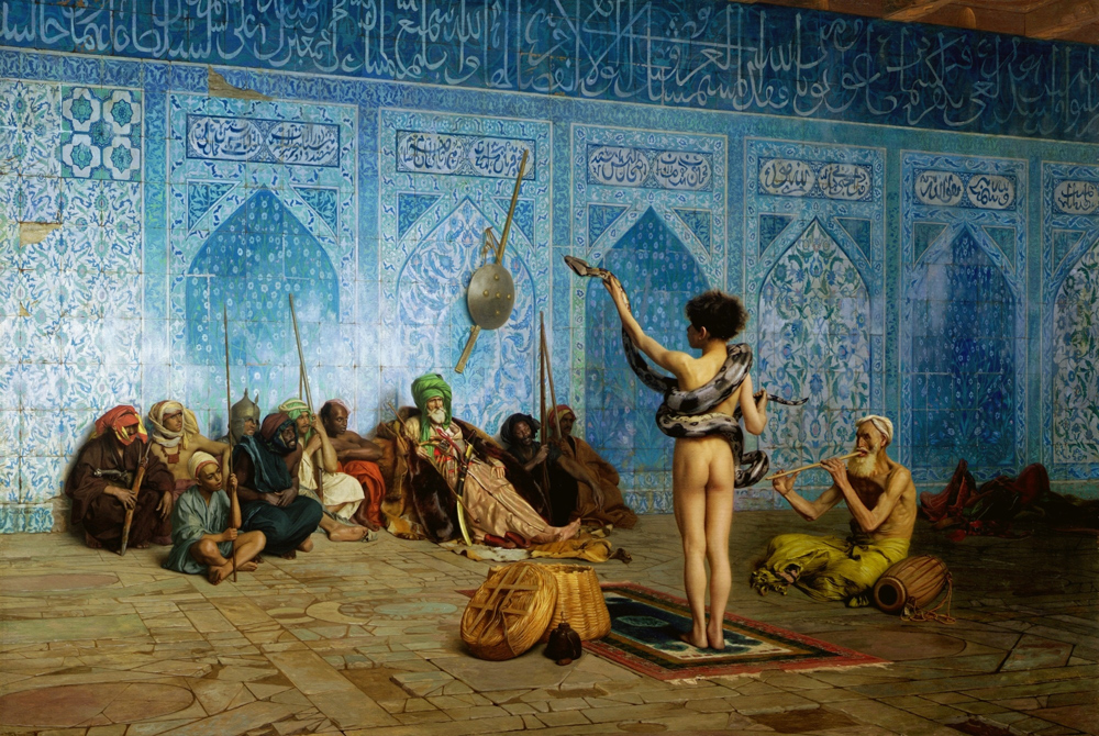  Jean-Leon Gerome “The Serpent Charmer” 東方趣味絵画に顕著に表れる＜東洋＞の表象の様式の一例と言える。 （出典：Art Renewal Center） 